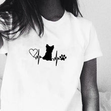 Load image into Gallery viewer, Harajuku Yorkshire Terrier Yorkie Dog Mom Funny Graphic Logo tees Cotton T-shirt for dog lover Girls Tops Woman Clothing