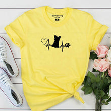 Load image into Gallery viewer, Harajuku Yorkshire Terrier Yorkie Dog Mom Funny Graphic Logo tees Cotton T-shirt for dog lover Girls Tops Woman Clothing