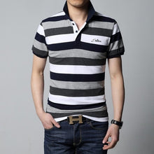Load image into Gallery viewer, 2020 New Arrival T-shirt Men Stripe Lapel Shirt Slim Fit Men Men's Casual T-shirt Plus Size Men Tshirt Size M-5XL Ctoon Tees 5XL