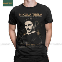 Load image into Gallery viewer, Nikola Tesla Men T Shirts Scientists Subject Inventor Physics Science Tees Short Sleeve T-Shirts 100% Cotton Party Tops