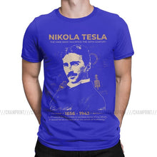 Load image into Gallery viewer, Nikola Tesla Men T Shirts Scientists Subject Inventor Physics Science Tees Short Sleeve T-Shirts 100% Cotton Party Tops