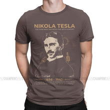 Load image into Gallery viewer, Nikola Tesla Men T Shirts Scientists Subject Inventor Physics Science Tees Short Sleeve T-Shirts 100% Cotton Party Tops