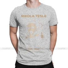 Load image into Gallery viewer, Nikola Tesla Men T Shirts Scientists Subject Inventor Physics Science Tees Short Sleeve T-Shirts 100% Cotton Party Tops