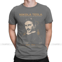 Load image into Gallery viewer, Nikola Tesla Men T Shirts Scientists Subject Inventor Physics Science Tees Short Sleeve T-Shirts 100% Cotton Party Tops
