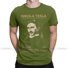 Load image into Gallery viewer, Nikola Tesla Men T Shirts Scientists Subject Inventor Physics Science Tees Short Sleeve T-Shirts 100% Cotton Party Tops