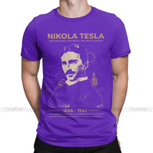 Load image into Gallery viewer, Nikola Tesla Men T Shirts Scientists Subject Inventor Physics Science Tees Short Sleeve T-Shirts 100% Cotton Party Tops