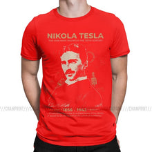 Load image into Gallery viewer, Nikola Tesla Men T Shirts Scientists Subject Inventor Physics Science Tees Short Sleeve T-Shirts 100% Cotton Party Tops