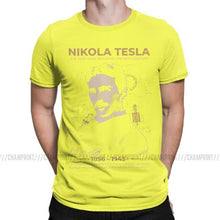 Load image into Gallery viewer, Nikola Tesla Men T Shirts Scientists Subject Inventor Physics Science Tees Short Sleeve T-Shirts 100% Cotton Party Tops