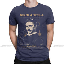 Load image into Gallery viewer, Nikola Tesla Men T Shirts Scientists Subject Inventor Physics Science Tees Short Sleeve T-Shirts 100% Cotton Party Tops