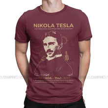 Load image into Gallery viewer, Nikola Tesla Men T Shirts Scientists Subject Inventor Physics Science Tees Short Sleeve T-Shirts 100% Cotton Party Tops