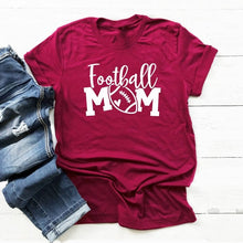 Load image into Gallery viewer, Summer Crewneck Football Mom Graphic T-shirt Funny Women Tumblr High Quality Mom Life Gift Tee Top Casual Game Day Grunge Tshirt