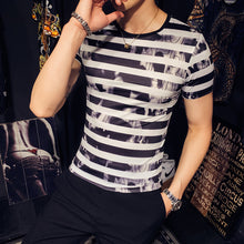 Load image into Gallery viewer, 2020 Summer Casual Men T-shirt Striped Tshirt Streetwear Ice Silk Breathable Tee Tops Male T-shirts Hip Hop Brand Mens Clothing
