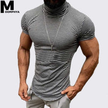 Load image into Gallery viewer, Moomphya 2019 New Arrived Nautical Stripes men t shirt Heap turtleneck collar t-shirt for men Stylish streetwear male tshirt