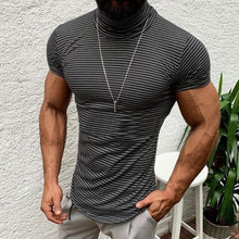 Load image into Gallery viewer, Moomphya 2019 New Arrived Nautical Stripes men t shirt Heap turtleneck collar t-shirt for men Stylish streetwear male tshirt