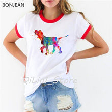 Load image into Gallery viewer, Novelty design Bull Terrier watercolor print t shirt women summer tops t-shirt femme funny dog lover tshirt female streetwear