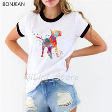 Load image into Gallery viewer, Novelty design Bull Terrier watercolor print t shirt women summer tops t-shirt femme funny dog lover tshirt female streetwear
