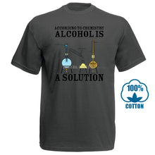 Load image into Gallery viewer, Vintage Tee Shirts Alcohol Is A Solution Chemistry Funny Science Drunk Drinker Printed T Shirt Men'S Fashion Tees Hipster Tops
