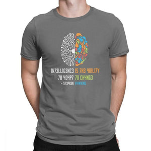 100% Cotton Tee Shirt Intelligence Men T Shirt Intelligence Is The Ability To Adapt To Change Vintage Science Slogan T-Shirt