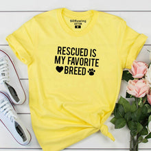 Load image into Gallery viewer, Rescued Is My favorite Breed T shirt Ladies Unisex Crewneck Shirt Rescue Dog Graphic Tees dog lovers casual tops
