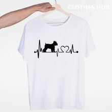 Load image into Gallery viewer, I Love My Dog Schnauzer Heartbeat Animal Lover T-shirt O-Neck Short Sleeves Summer Casual Fashion Unisex Men And Women Tshirt
