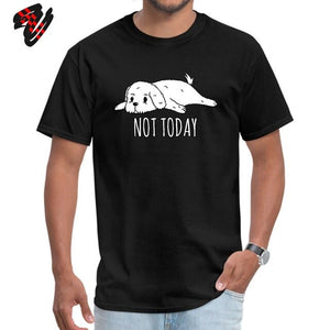 Cute Men T Shirts Bichon Frise Not Today Pet Dog Tees Print Anime Tshirt Cartoon 100% Cotton Animal Lover T-shirts Plus Size Top