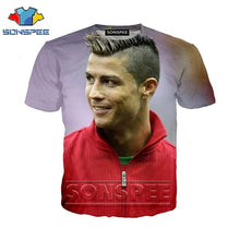 Load image into Gallery viewer, Anime 3d print movies football t shirt streetwear men beach Women fashion t-shirt Ronaldo Harajuku kids shirts homme tshirt A140
