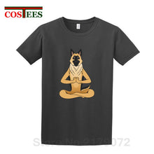 Load image into Gallery viewer, German Shepherd Namaste Yoga T shirt men Parody Buddha master Design German Shepherd Dog T-shirt hip hop streetwear Tshirt homme
