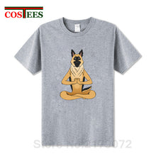 Load image into Gallery viewer, German Shepherd Namaste Yoga T shirt men Parody Buddha master Design German Shepherd Dog T-shirt hip hop streetwear Tshirt homme
