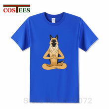 Load image into Gallery viewer, German Shepherd Namaste Yoga T shirt men Parody Buddha master Design German Shepherd Dog T-shirt hip hop streetwear Tshirt homme
