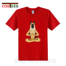 Load image into Gallery viewer, German Shepherd Namaste Yoga T shirt men Parody Buddha master Design German Shepherd Dog T-shirt hip hop streetwear Tshirt homme
