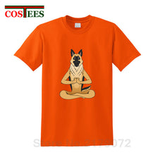 Load image into Gallery viewer, German Shepherd Namaste Yoga T shirt men Parody Buddha master Design German Shepherd Dog T-shirt hip hop streetwear Tshirt homme
