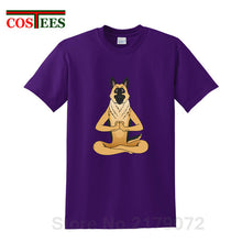 Load image into Gallery viewer, German Shepherd Namaste Yoga T shirt men Parody Buddha master Design German Shepherd Dog T-shirt hip hop streetwear Tshirt homme
