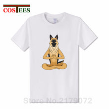 Load image into Gallery viewer, German Shepherd Namaste Yoga T shirt men Parody Buddha master Design German Shepherd Dog T-shirt hip hop streetwear Tshirt homme
