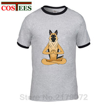 Load image into Gallery viewer, German Shepherd Namaste Yoga T shirt men Parody Buddha master Design German Shepherd Dog T-shirt hip hop streetwear Tshirt homme
