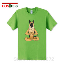 Load image into Gallery viewer, German Shepherd Namaste Yoga T shirt men Parody Buddha master Design German Shepherd Dog T-shirt hip hop streetwear Tshirt homme
