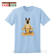 Load image into Gallery viewer, German Shepherd Namaste Yoga T shirt men Parody Buddha master Design German Shepherd Dog T-shirt hip hop streetwear Tshirt homme

