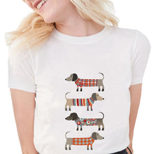 Load image into Gallery viewer, Summer Funny Hot Dog Dachshund T Shirt Women Too Long Wiener Lover Dog Printed T shirts Soft Cotton t shirt Women White Tops
