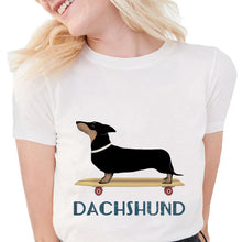 Load image into Gallery viewer, Summer Funny Hot Dog Dachshund T Shirt Women Too Long Wiener Lover Dog Printed T shirts Soft Cotton t shirt Women White Tops
