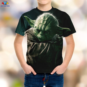 SONSPEE 3D Boy Science Fiction Movie Star Wars Kids T-Shirt Space War The Mandalorian Men's Shirt  Kawaii Yoda Baby Children Top