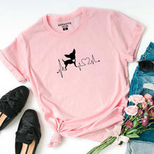 Load image into Gallery viewer, Heartbeat Chihuahua Dog Lovers cotton T Shirt Heartbeat Paw Dogs Tshirt for women Short Sleeve Cotton Top Tees Harajuku
