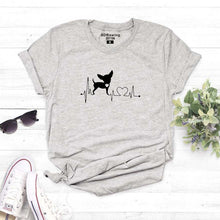 Load image into Gallery viewer, Heartbeat Chihuahua Dog Lovers cotton T Shirt Heartbeat Paw Dogs Tshirt for women Short Sleeve Cotton Top Tees Harajuku
