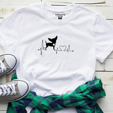 Load image into Gallery viewer, Heartbeat Chihuahua Dog Lovers cotton T Shirt Heartbeat Paw Dogs Tshirt for women Short Sleeve Cotton Top Tees Harajuku
