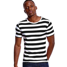 Load image into Gallery viewer, Striped T Shirt for Men Red and White Stripe Shirt Male Top Tees Black and White Royal Short Sleeve O Neck Cotton Tshirts Unisex

