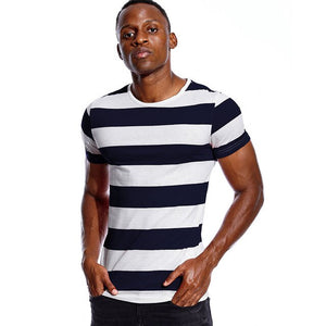 Striped T Shirt for Men Red and White Stripe Shirt Male Top Tees Black and White Royal Short Sleeve O Neck Cotton Tshirts Unisex