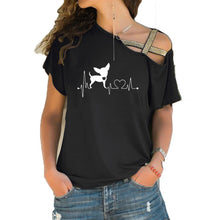 Load image into Gallery viewer, Heartbeat Chihuahua Dog Lovers Girlfriend Gift T Shirt Heartbeat Paw Dogs Tshirt Women Short Sleeve Irregular Top Tees
