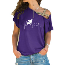 Load image into Gallery viewer, Heartbeat Chihuahua Dog Lovers Girlfriend Gift T Shirt Heartbeat Paw Dogs Tshirt Women Short Sleeve Irregular Top Tees
