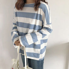 Load image into Gallery viewer, Plus Size Harajuku T Shirt Women Striped Print Long Sleeve T-shirt Korean Style Women Clothes Tshirt Women Camisas Mujer 2020
