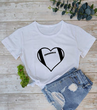 Load image into Gallery viewer, Football Heart T-shirt Unisex Favorite Football Love Shirt football season Shirts football mom tShirt 100%cotton casual tee tops
