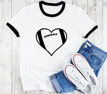 Load image into Gallery viewer, Football Heart T-shirt Unisex Favorite Football Love Shirt football season Shirts football mom tShirt 100%cotton casual tee tops
