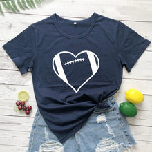 Load image into Gallery viewer, Football Heart T-shirt Unisex Favorite Football Love Shirt football season Shirts football mom tShirt 100%cotton casual tee tops
